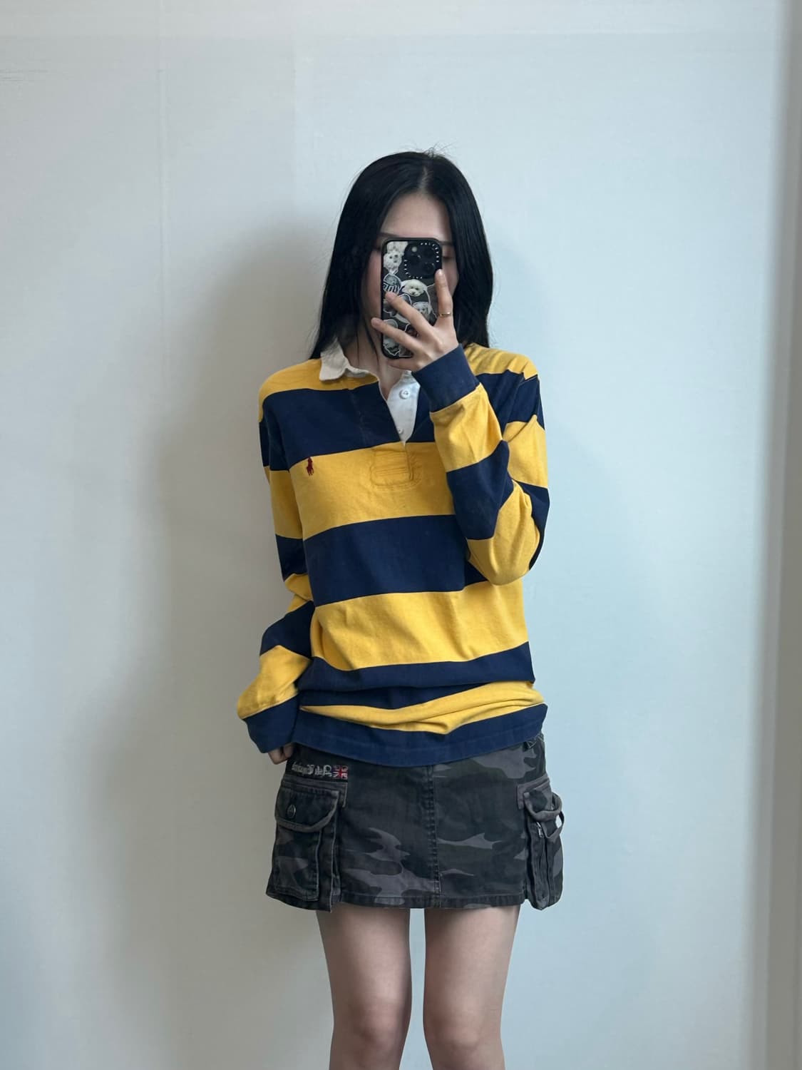 폴로 랄프로렌신형 자수로고 단가라 럭비 티셔츠  상품이미지1