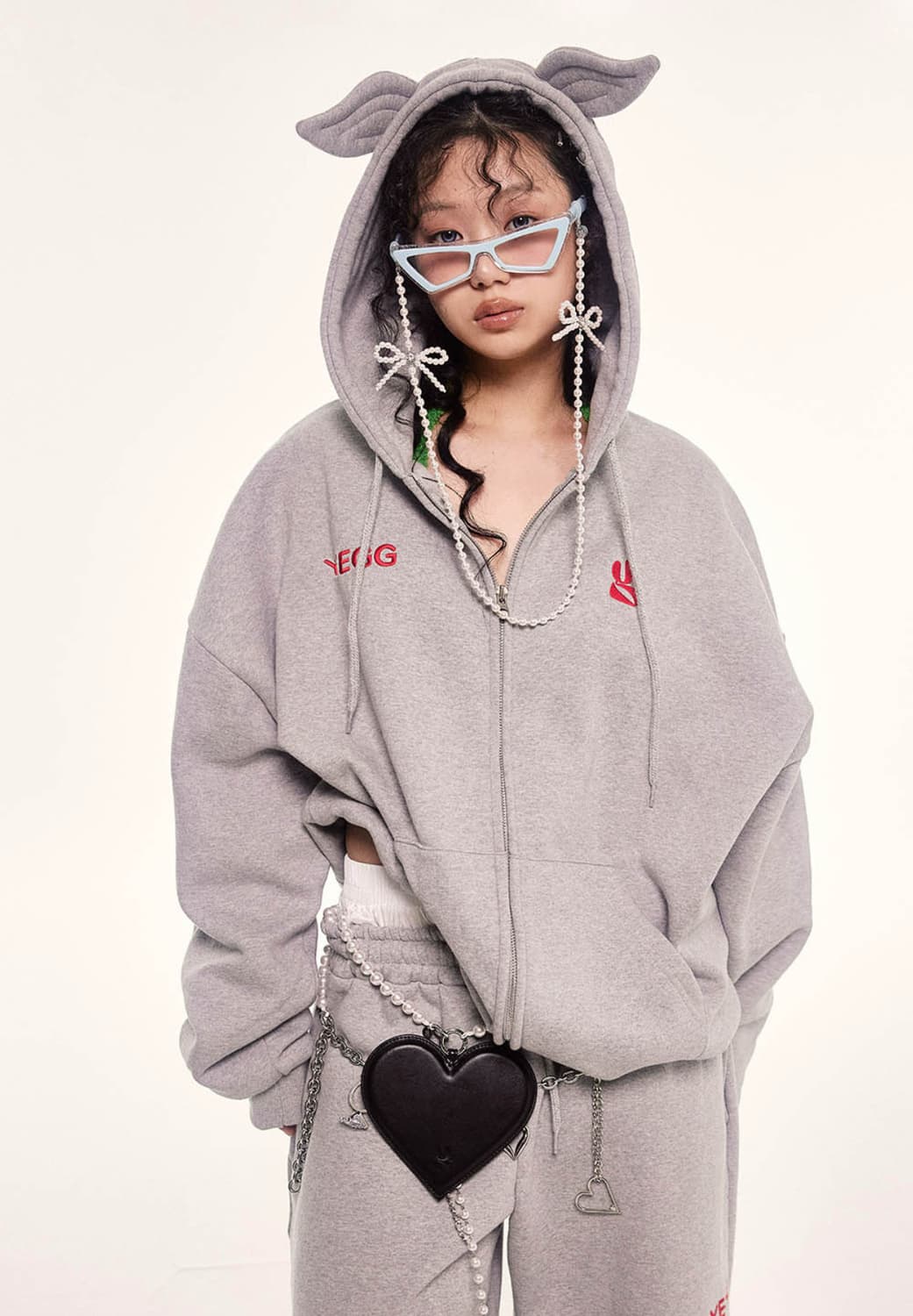 예그 윙 후드집업 그레이 상품이미지1