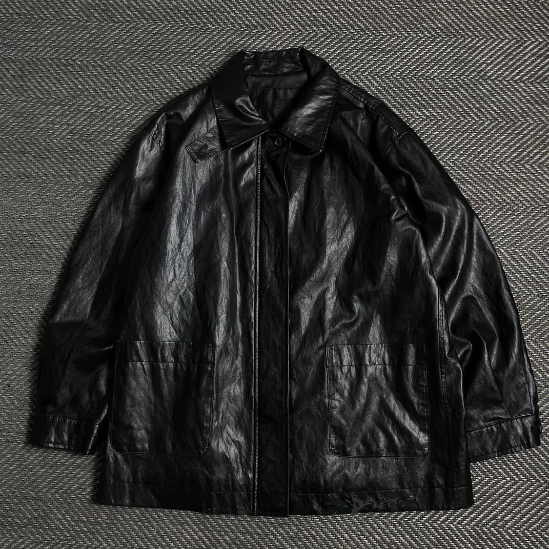 레프트서울 박시핏 레더 반코트 하프 가죽자켓 y 4797 상품이미지2