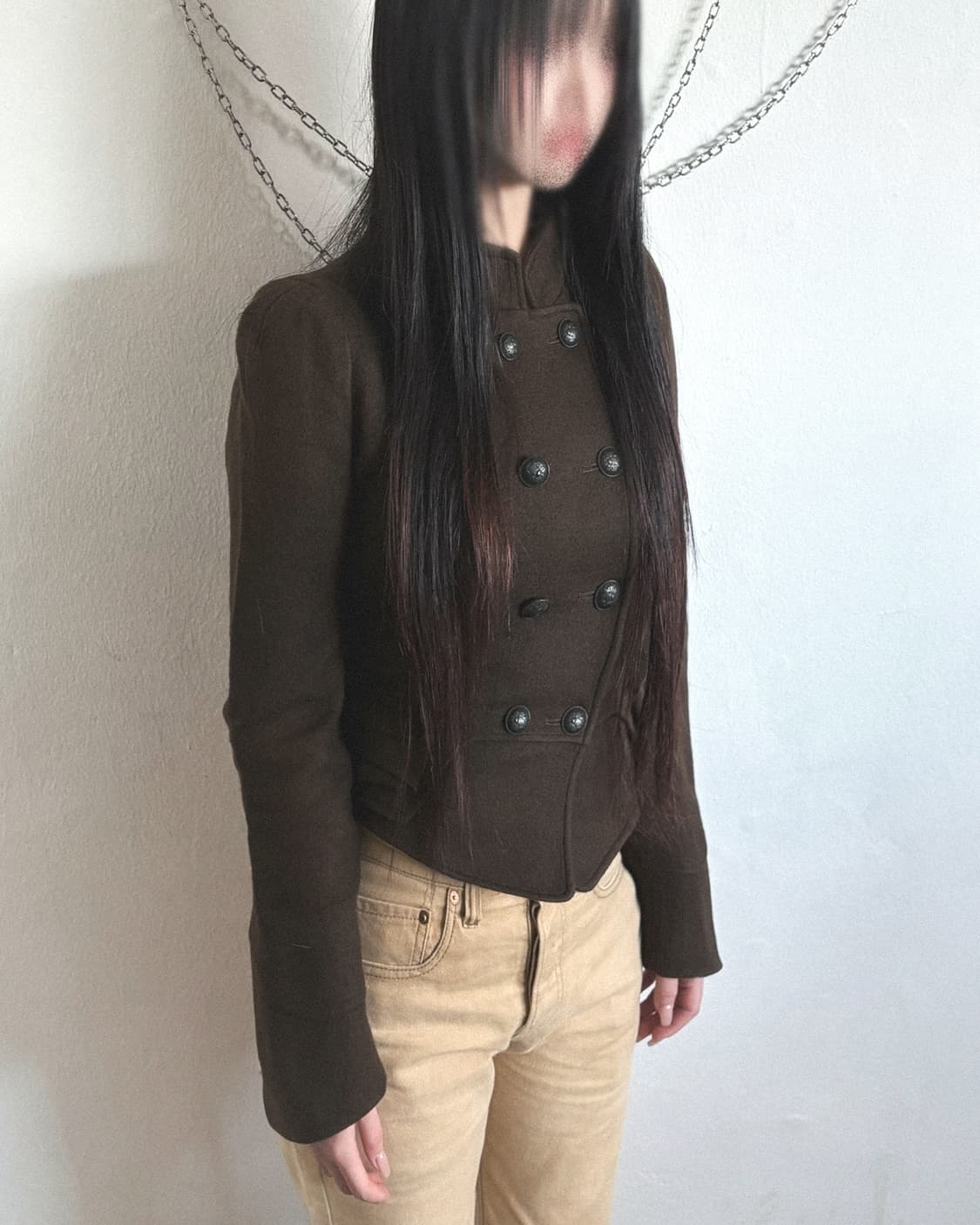 시스템 브라운 울 크롭컷 나폴레옹 자켓 상품이미지1