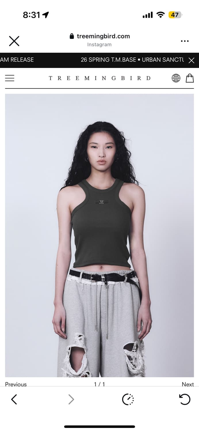 트리밍버드 메탈 로고 슬리브리스 차콜 상품이미지1