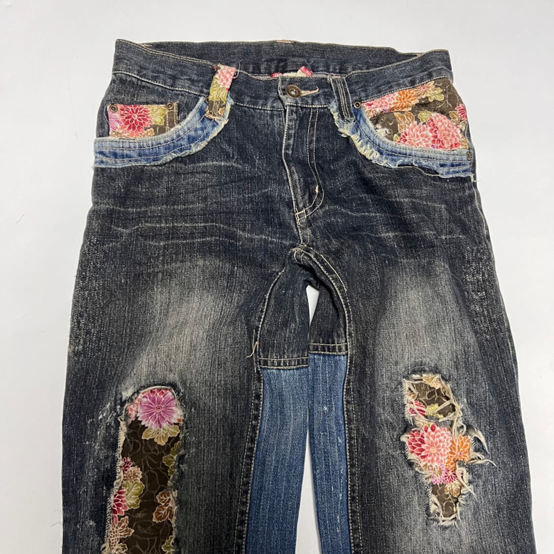 japanese vintage 플라워 자수 y2k 데님팬츠 상품이미지3