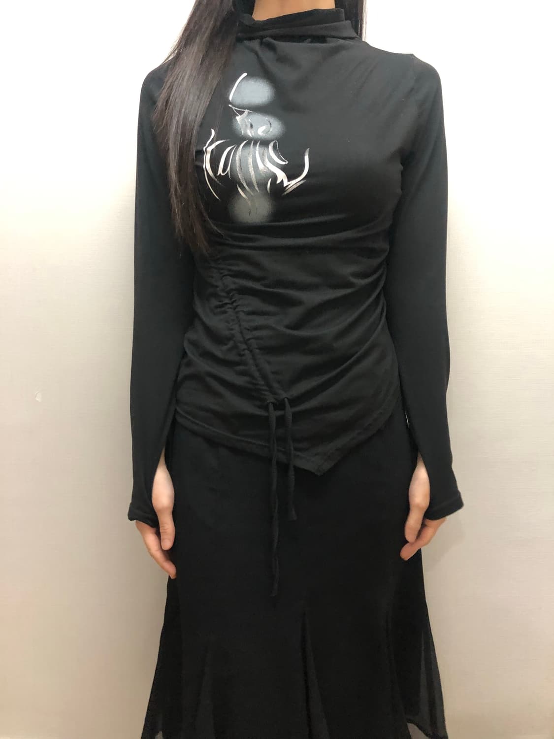 빈티지 블랙 오리엔탈 셔링 탑 상품이미지6