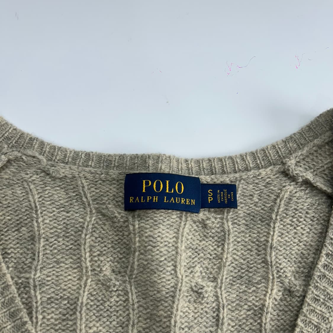 Polo 폴로 네이비 포니 카키베이지 브이넥 케이블 니트 상품이미지5