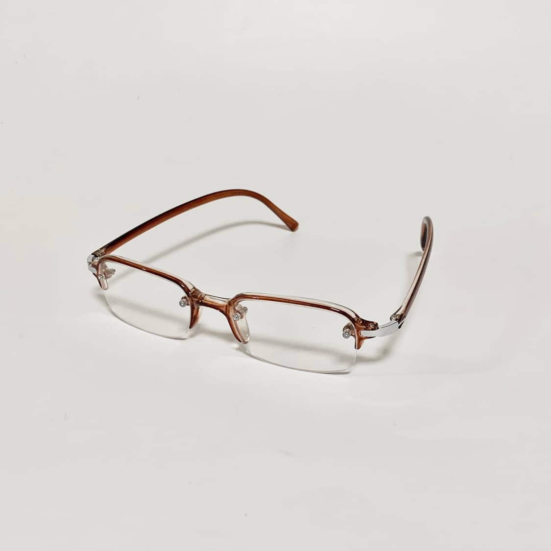 944 빈티지안경 데드스탁 투명 젤리 반무테 안경 브라운 펄그레이 클리어 상품이미지2