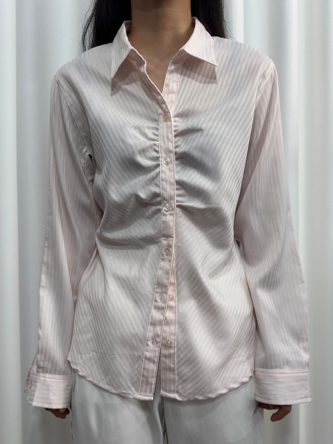 pink line shirring shirt 상품이미지1