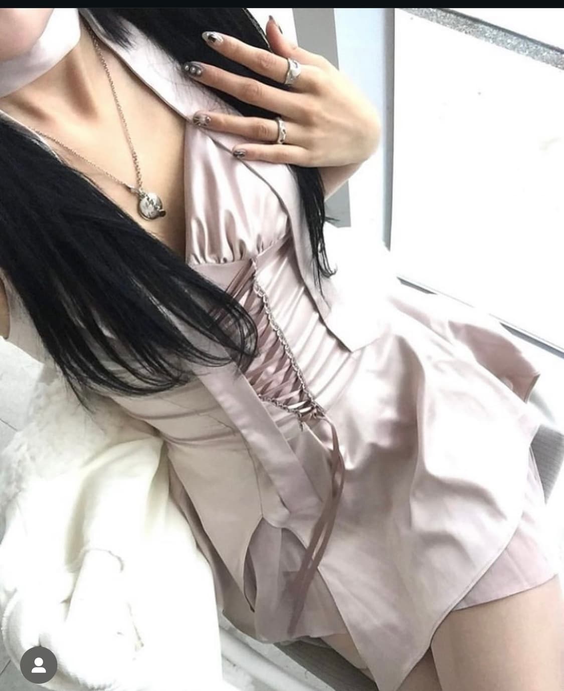 Angelnumber 555 : Satin laceup dress 상품이미지6