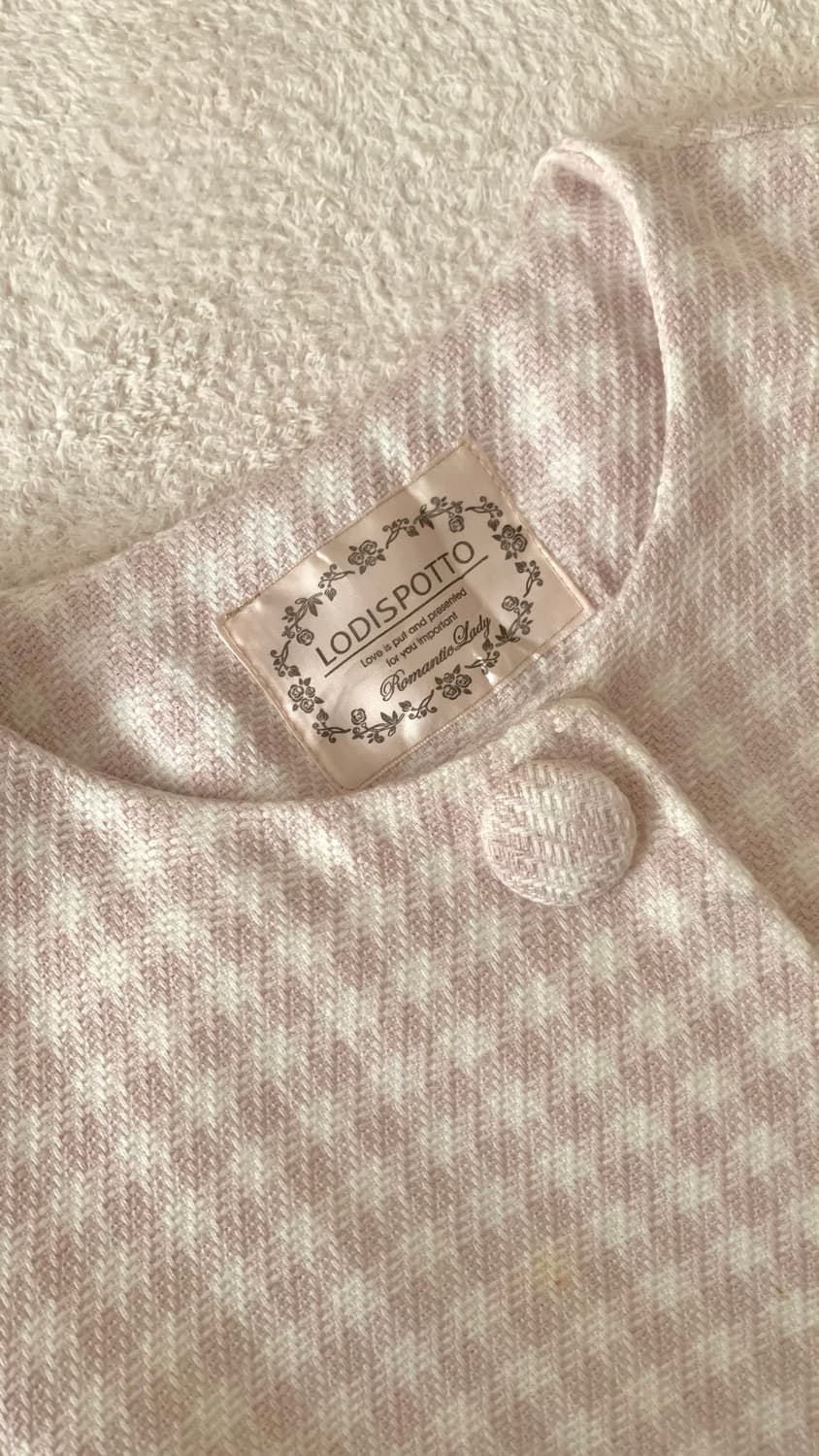 로디스포토 핑크 체크 트위드 리본 코트 상품이미지5