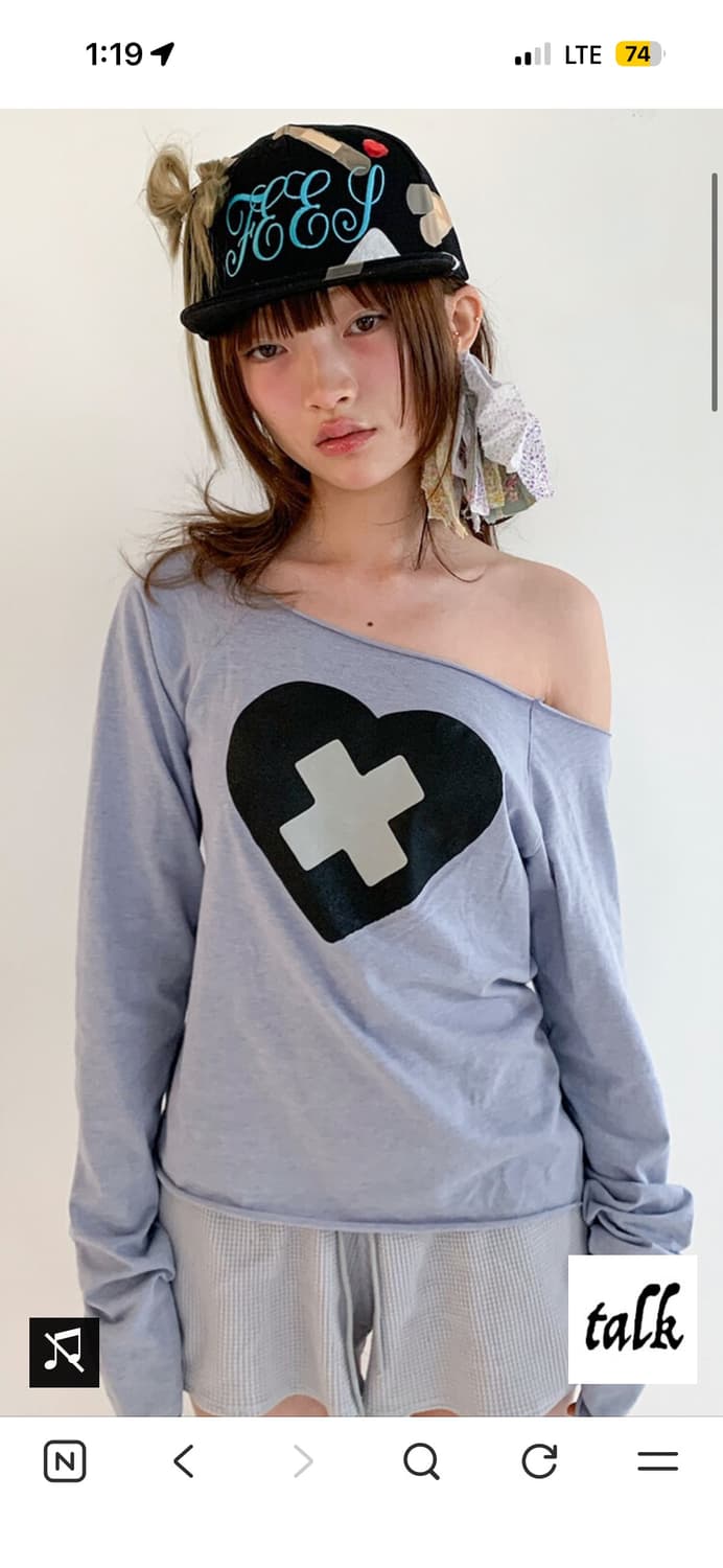 샵페어리 크로스 하트 컷오프 티셔츠 블루 상품이미지1