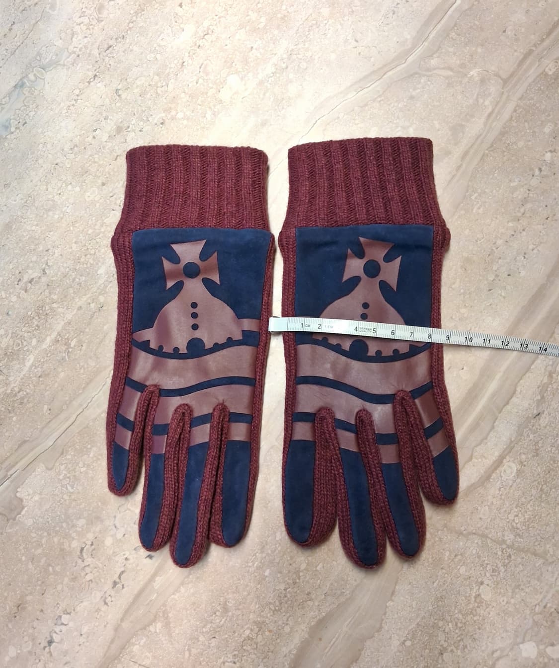 비비안 웨스트우드 스웨이드 니트 콤비 장갑 / 와인 (새상품) 상품이미지9