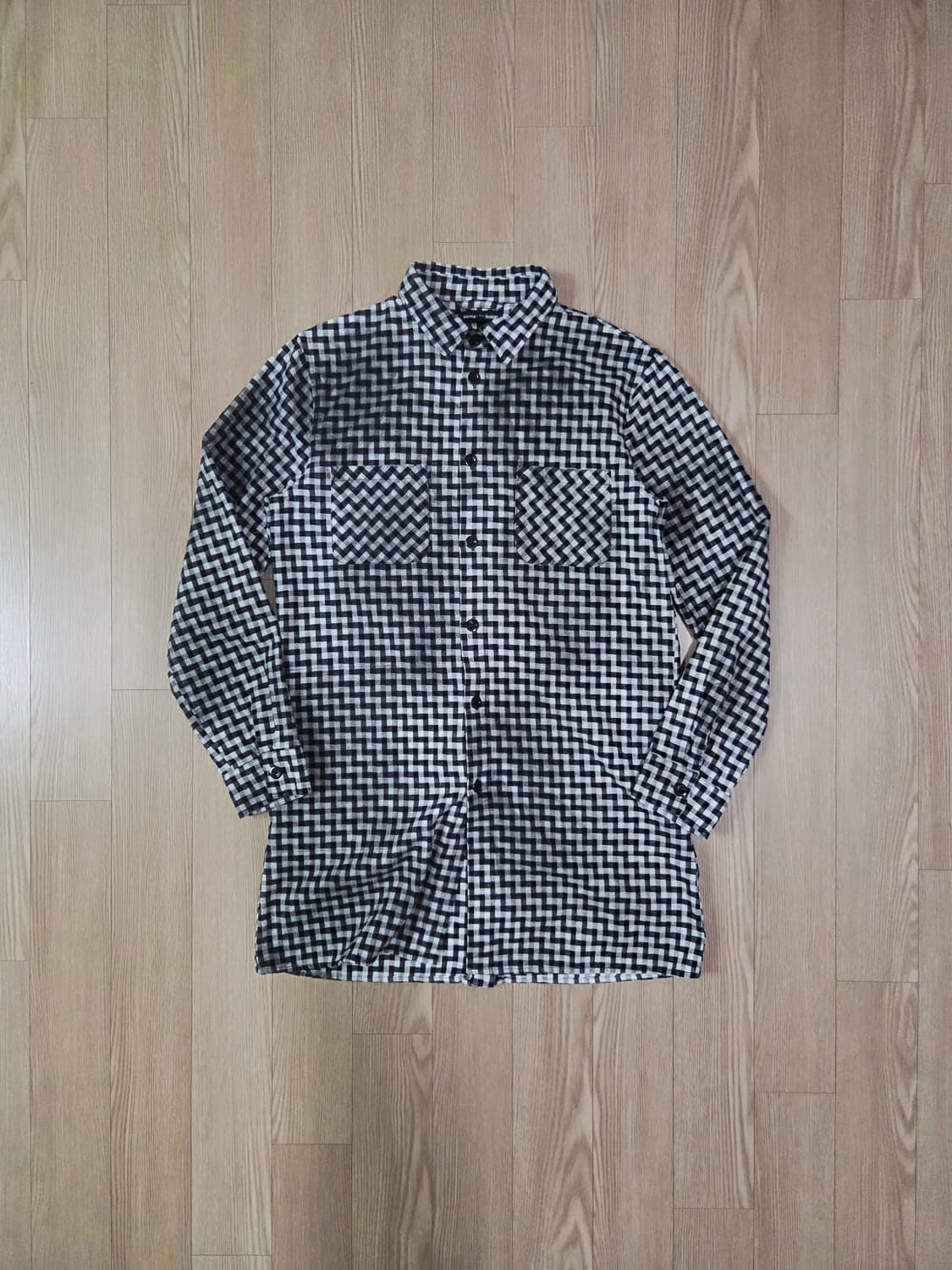 semantic design 러기드 체크 백 지퍼 셔츠 재킷 상품이미지1