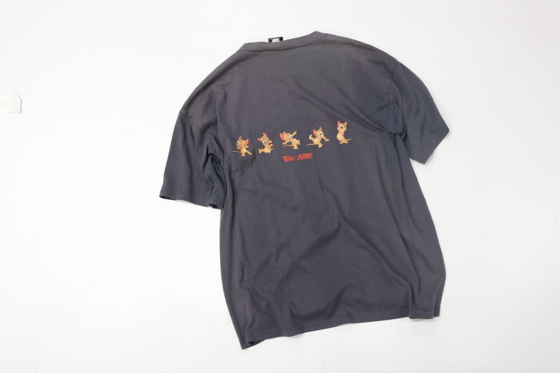 톰과 제리 빈티지 캐릭터 그래픽 차콜 페이디드 반팔 티셔츠 (L) 상품이미지2