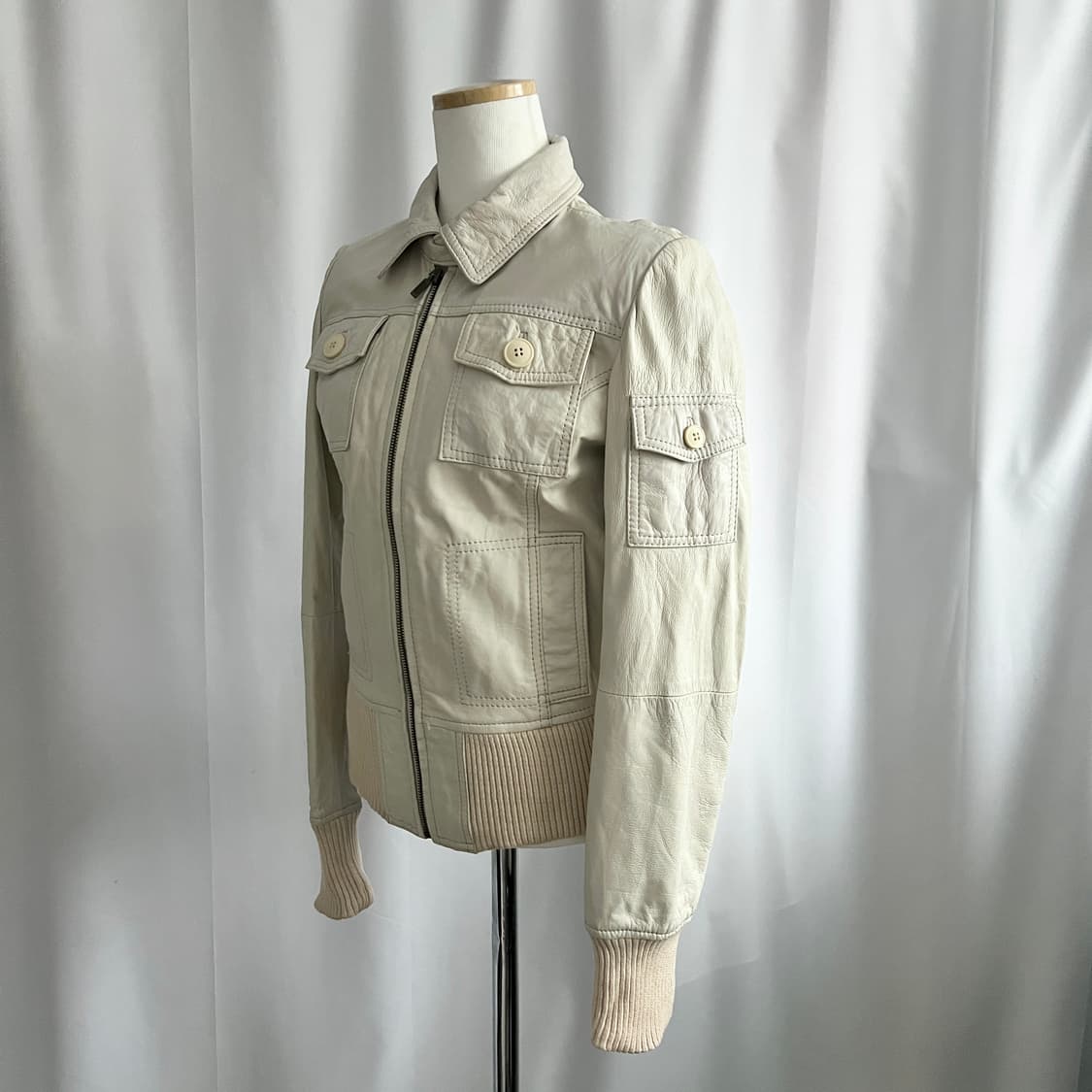 vintage cream leather blouson 상품이미지2