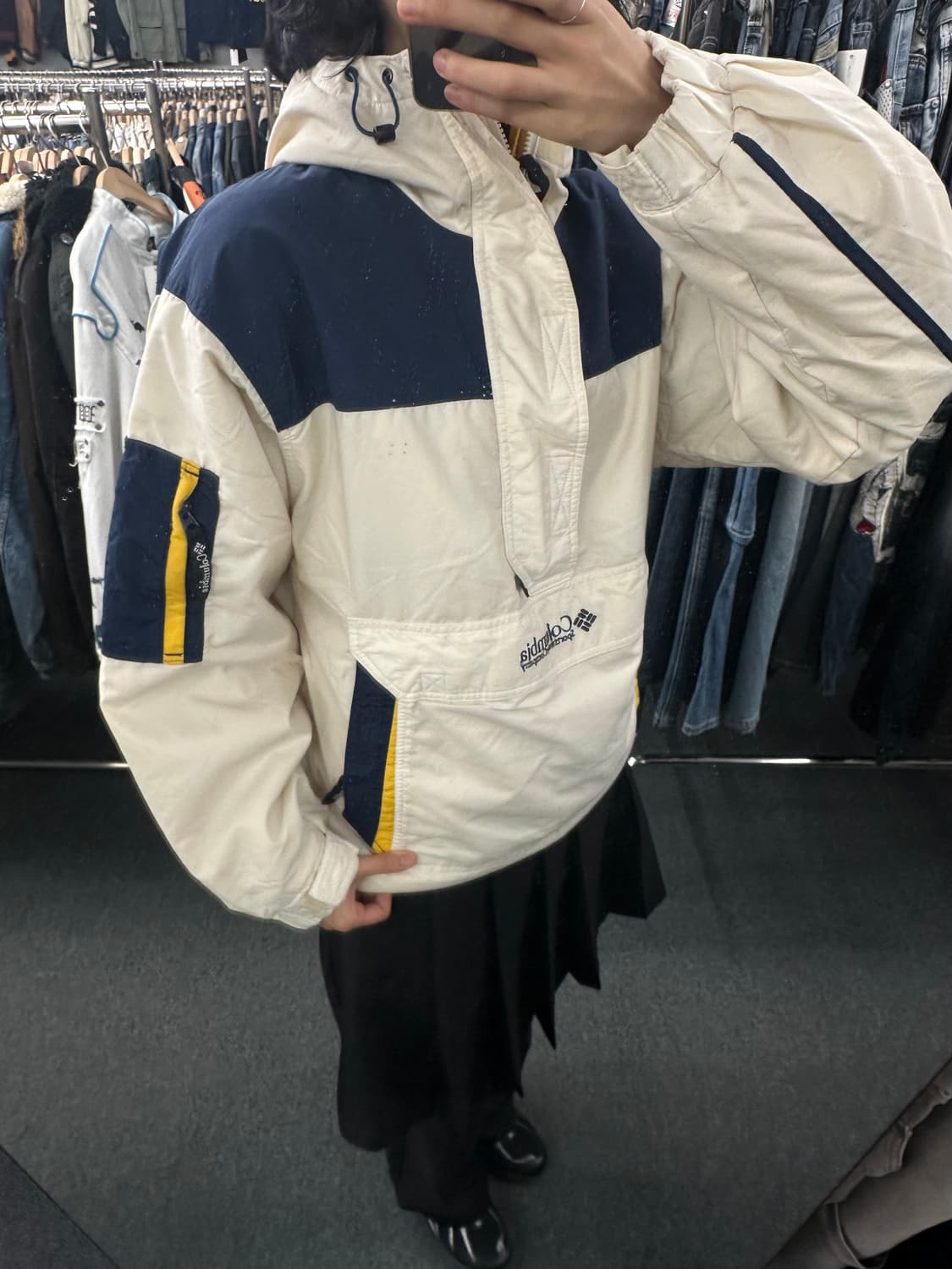 S)콜롬비아 고프코어 배색 하프집업 패딩 바람막이 상품이미지2