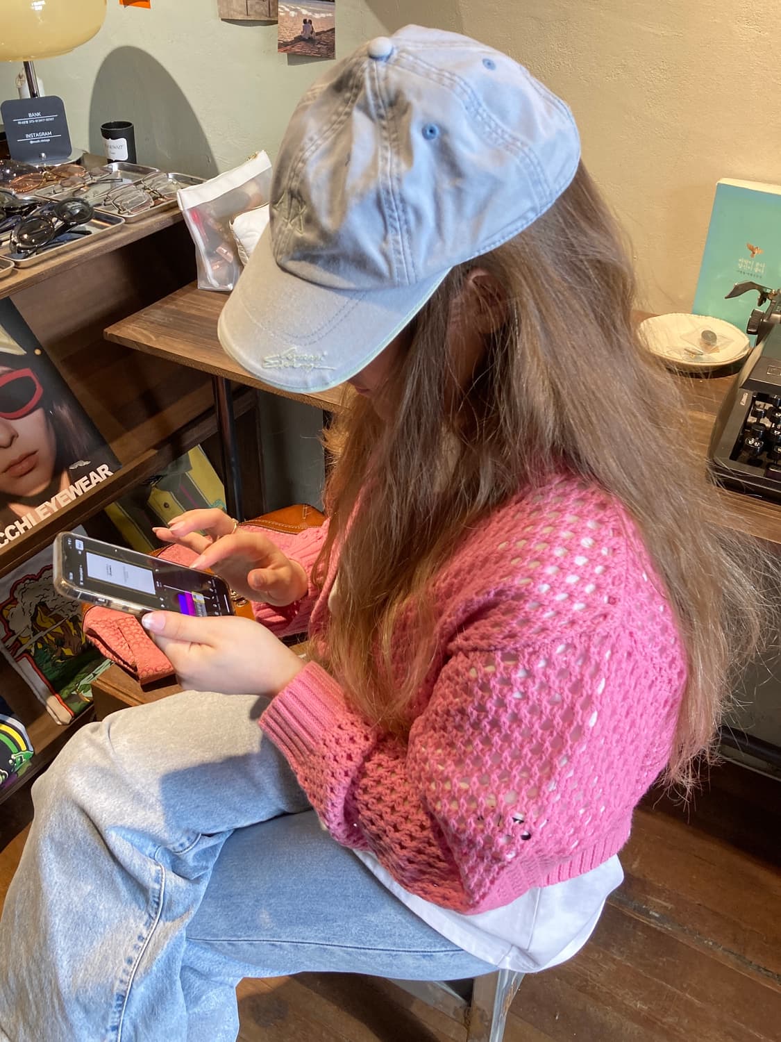 Divided 핑크 네트 가디건 상품이미지3