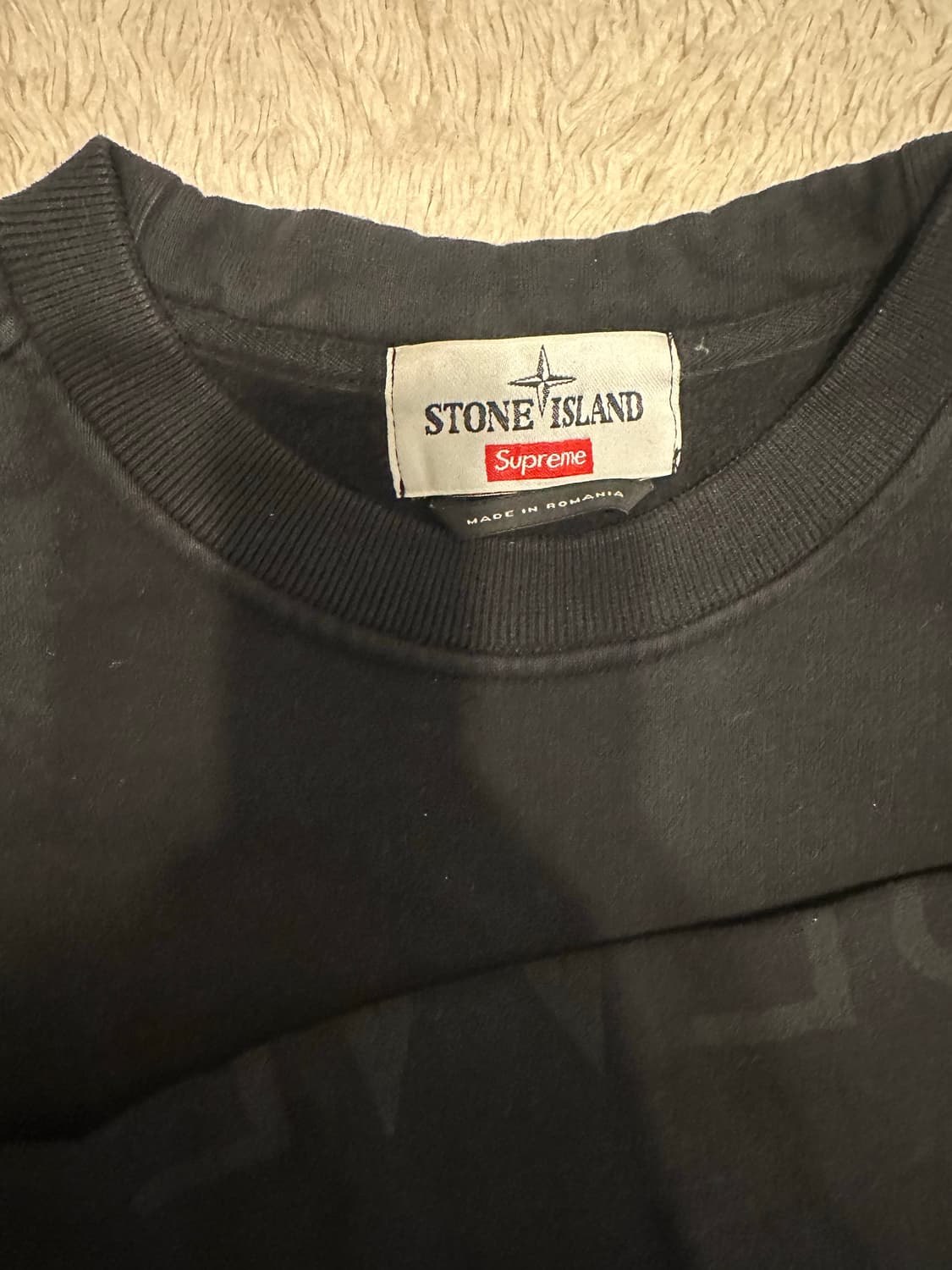 스톤아일랜드 x 슈프림 14fw 크루넥 블랙 상품이미지3