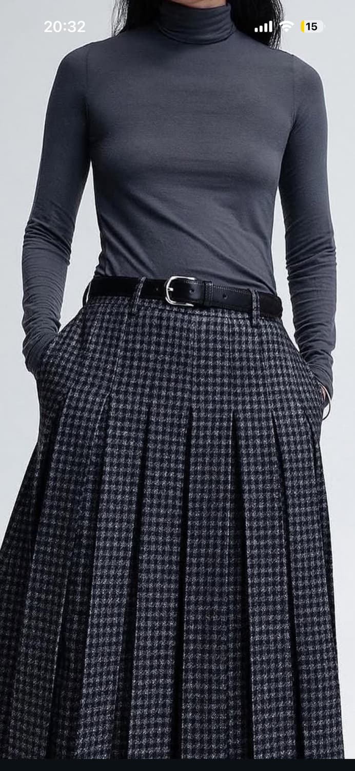 LFM 체크 블루종 + 스커트 투피스 세트 상품이미지3