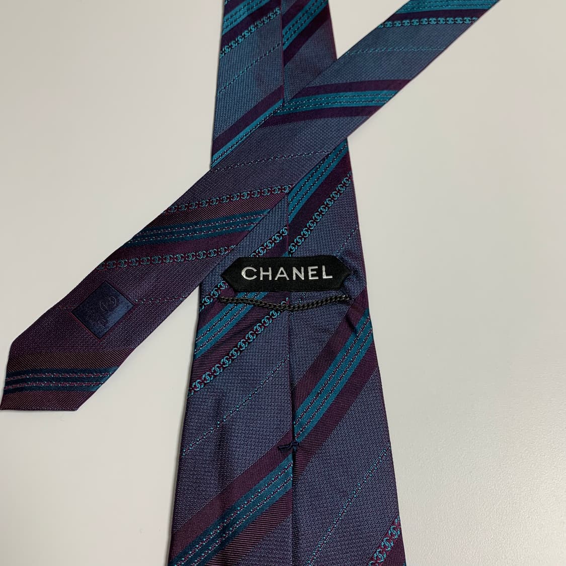 샤넬(CHANEL) 스트라이프 모노그램 명품넥타이 최상급 A 상품이미지5