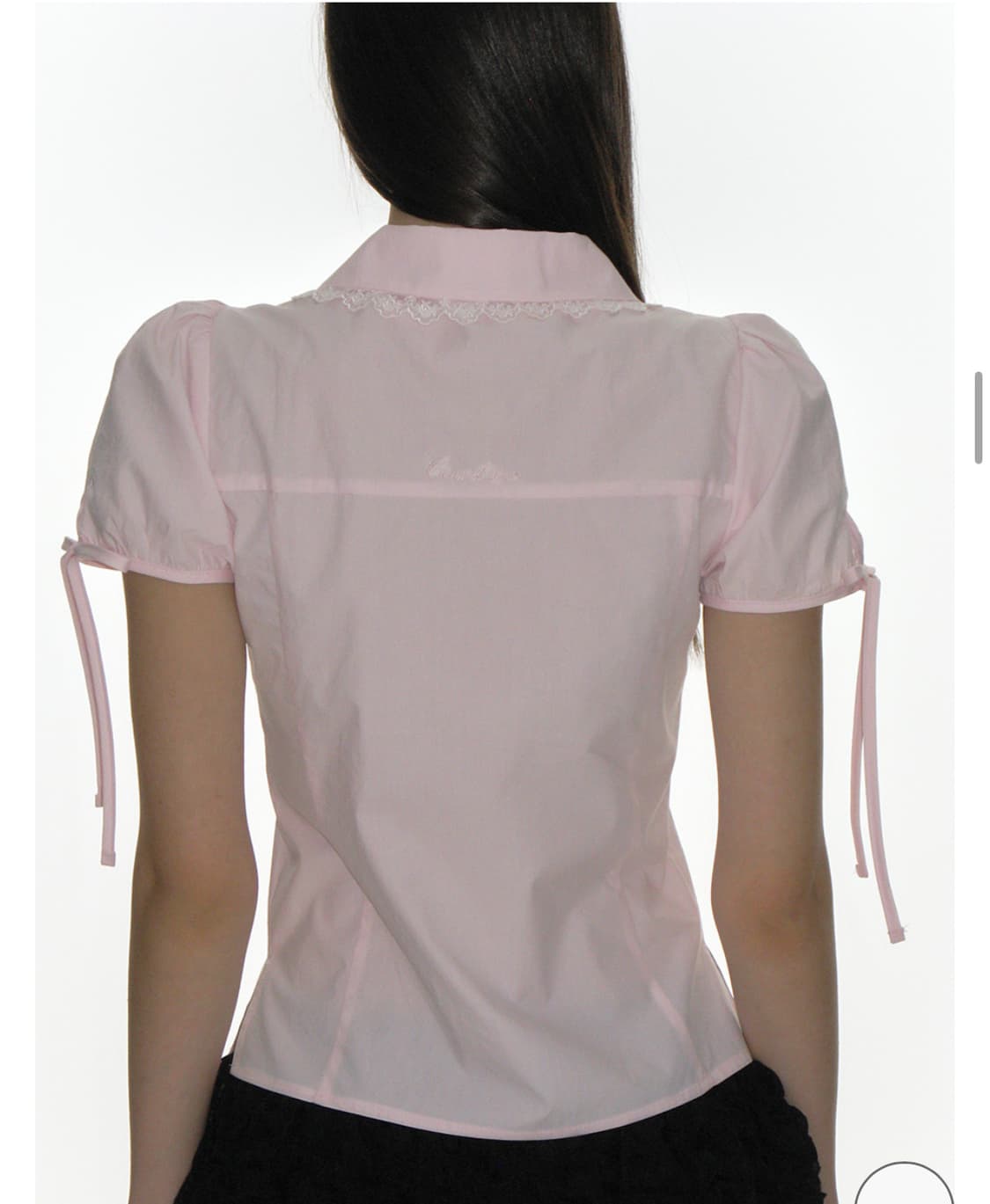 크랭크 핀턱 레이스 카라 블라우스 핑크 상품이미지2