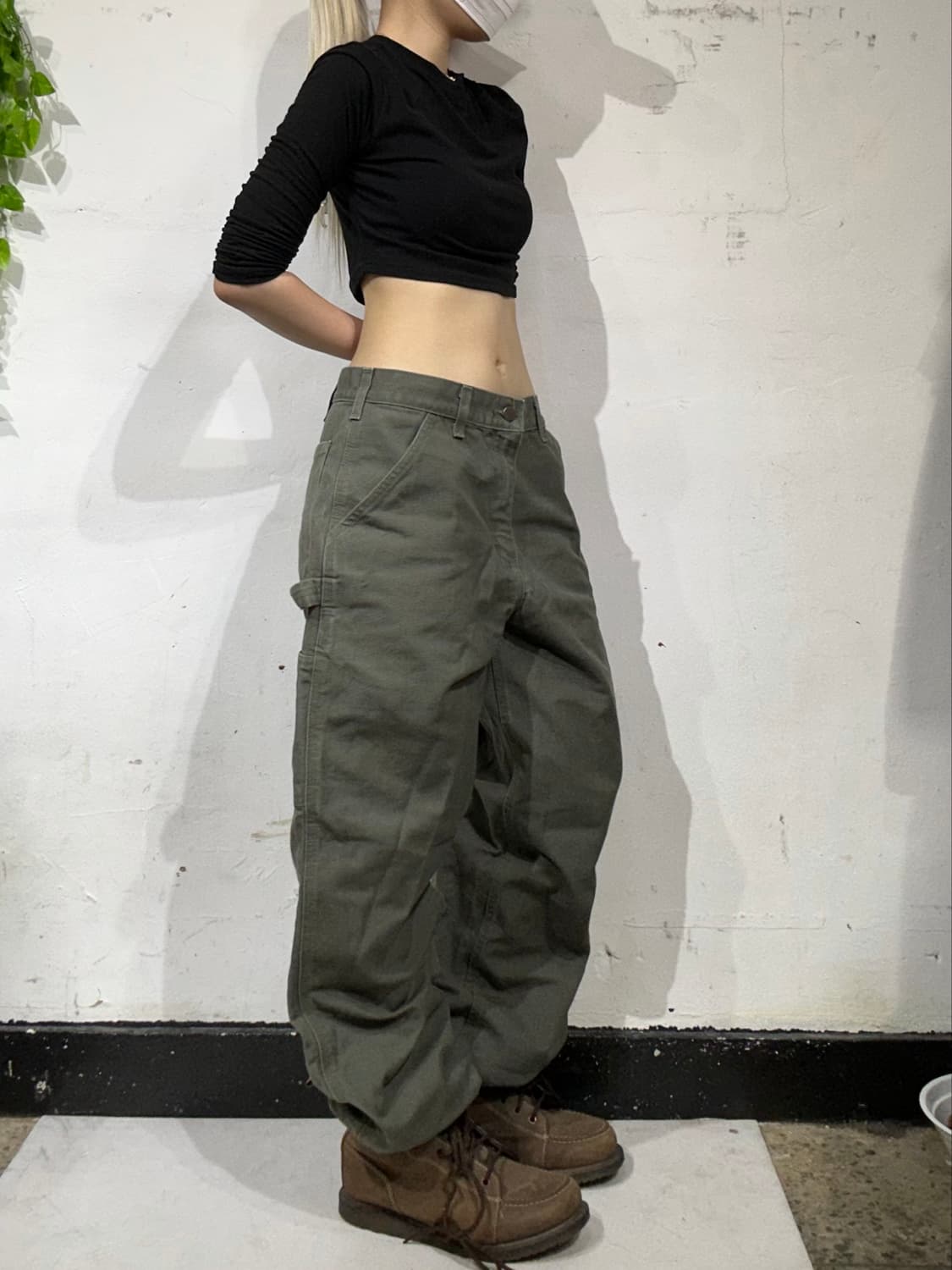 칼하트 모스그린 와이드 카펜터 워크 데님 팬츠 청바지  상품이미지1