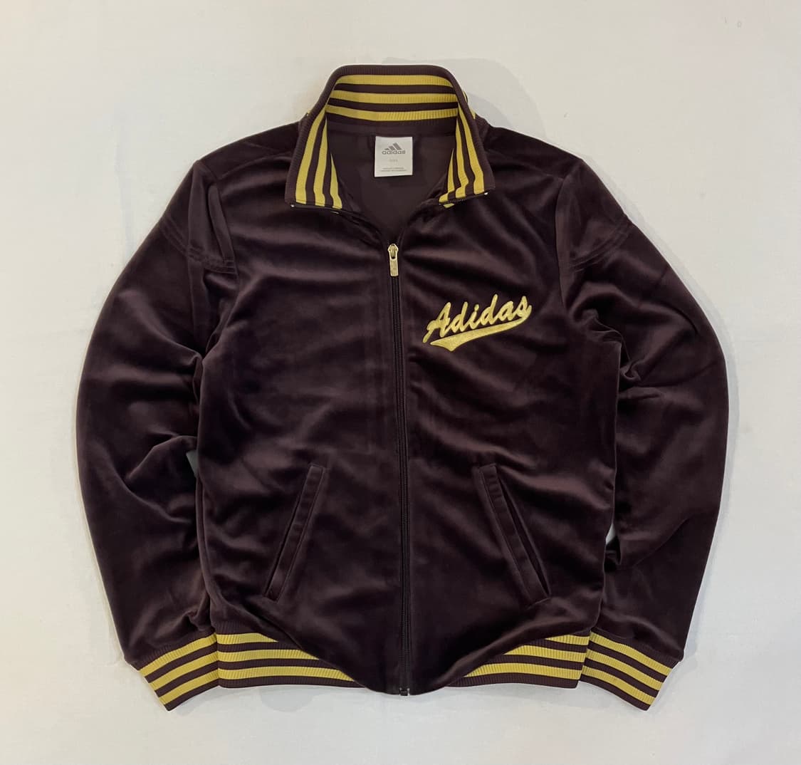 아디다스 y2k 딱붙핏 벨루어 벨벳 져지 퍼플 브라운 상품이미지1