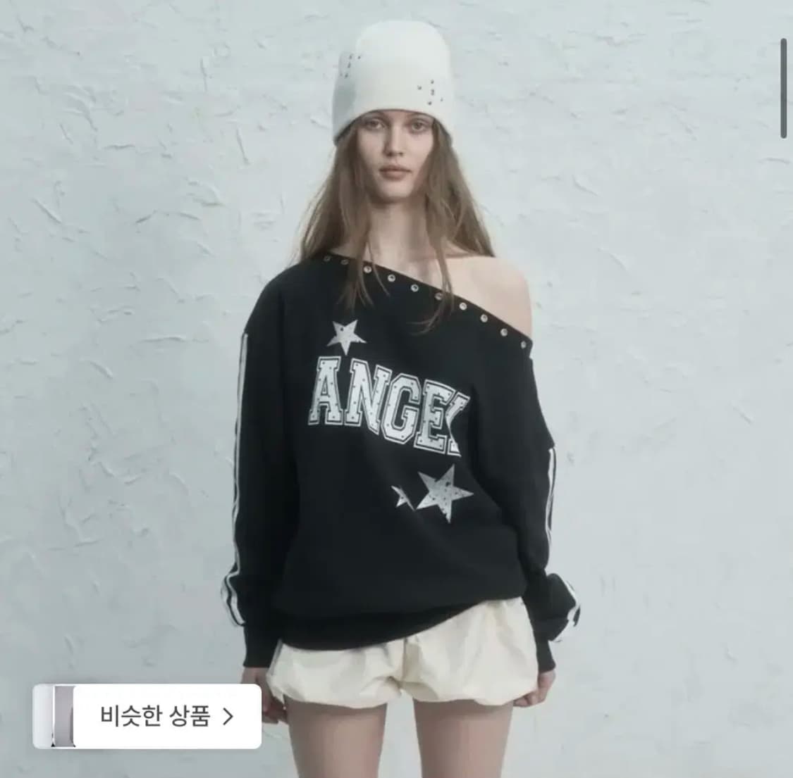 셋업이엑스이 아일렛 엔젤 맨투맨 블랙 eyelet angel mtm 상품이미지1