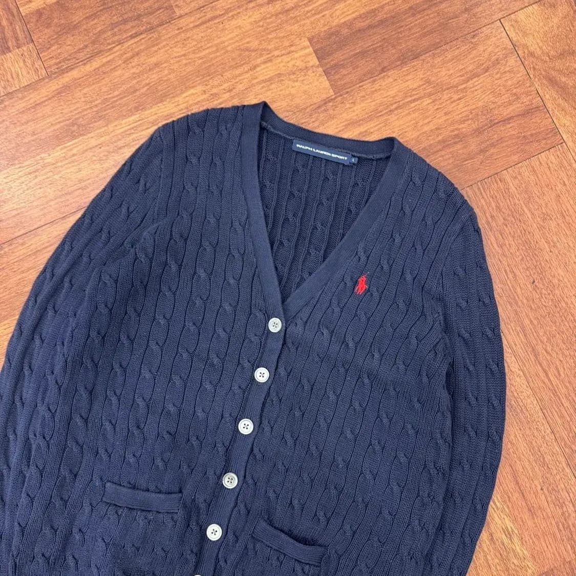 여성용 L 폴로 랄프로렌 네이비 케이블 니트 가디건  상품이미지2