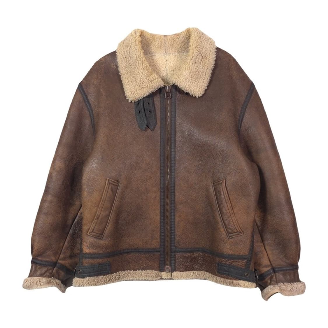 GLEEMAN MILITARY 리얼 양털 무스탕 플라이트 자켓 XL 상품이미지1