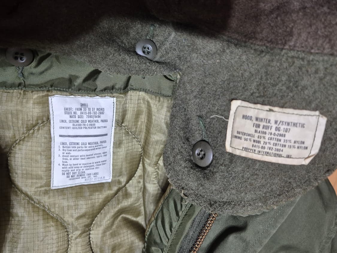 미군 M65 피쉬테일 파카 스몰 레귤러 상품이미지3