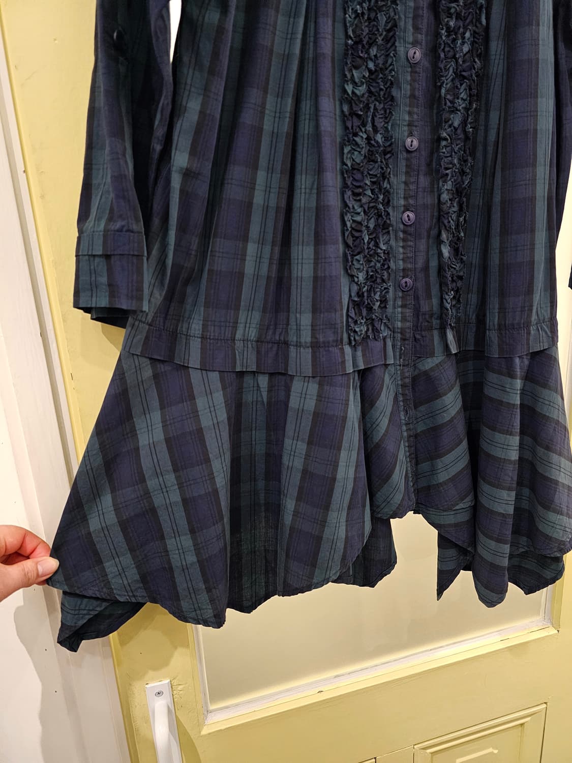 Japan 그린 체크 프릴 셔츠블라우스 상품이미지4