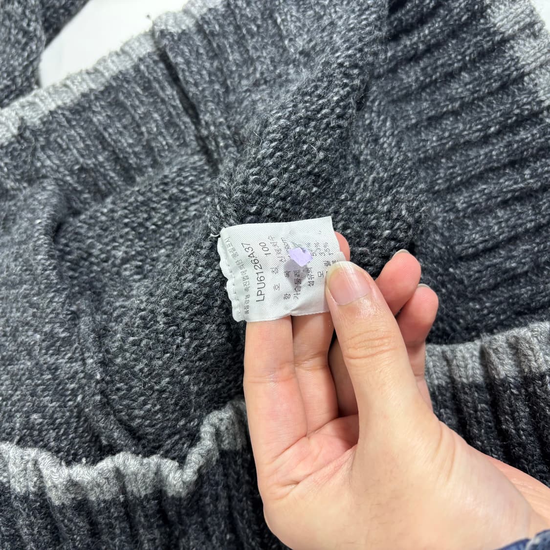 L 105 LEE 리 챠콜 루즈핏 헤비울 니트집업  상품이미지5