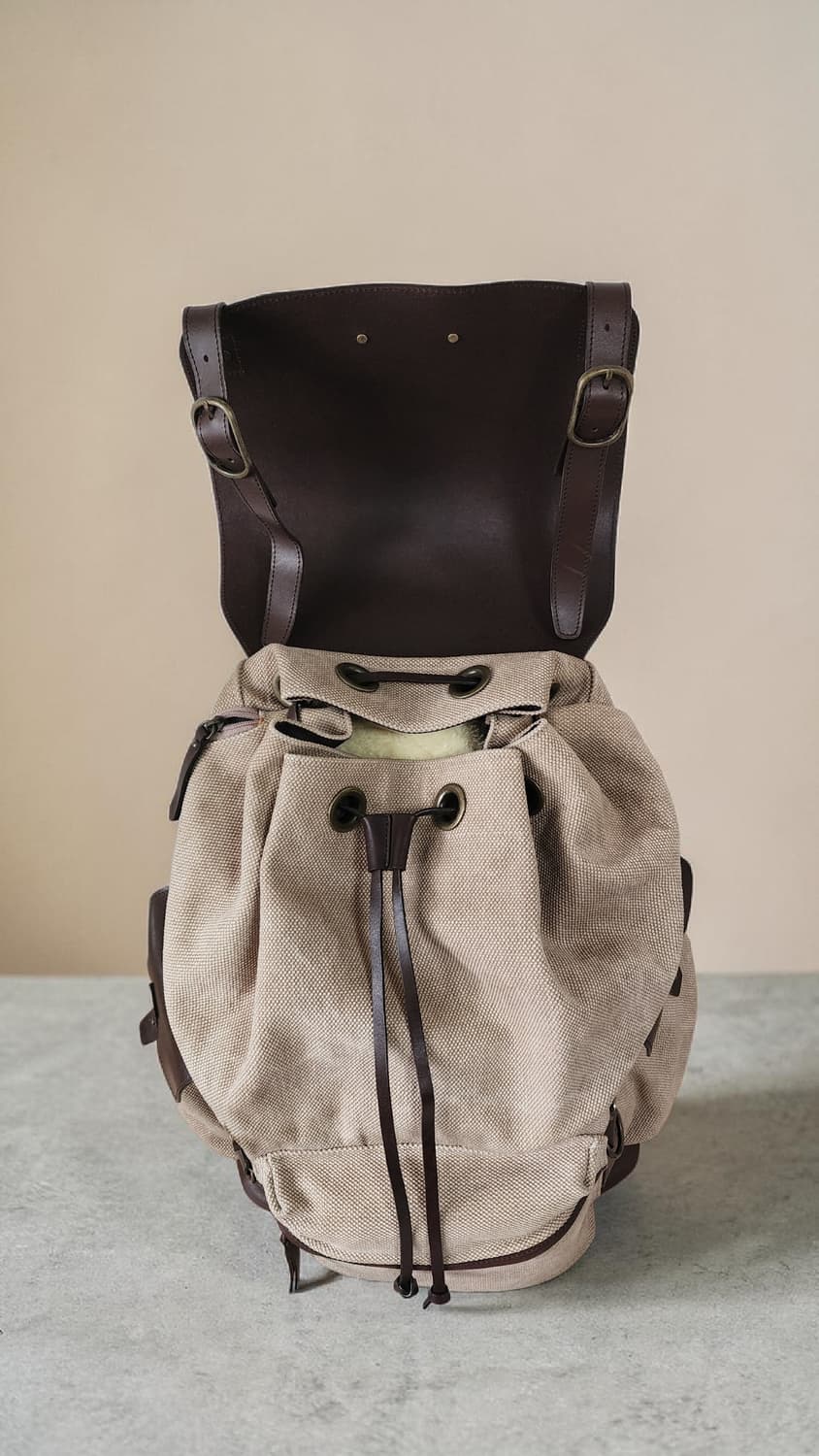 Akiinsvin 캔버스 가죽 백팩 브라운 / 베이지 상품이미지6