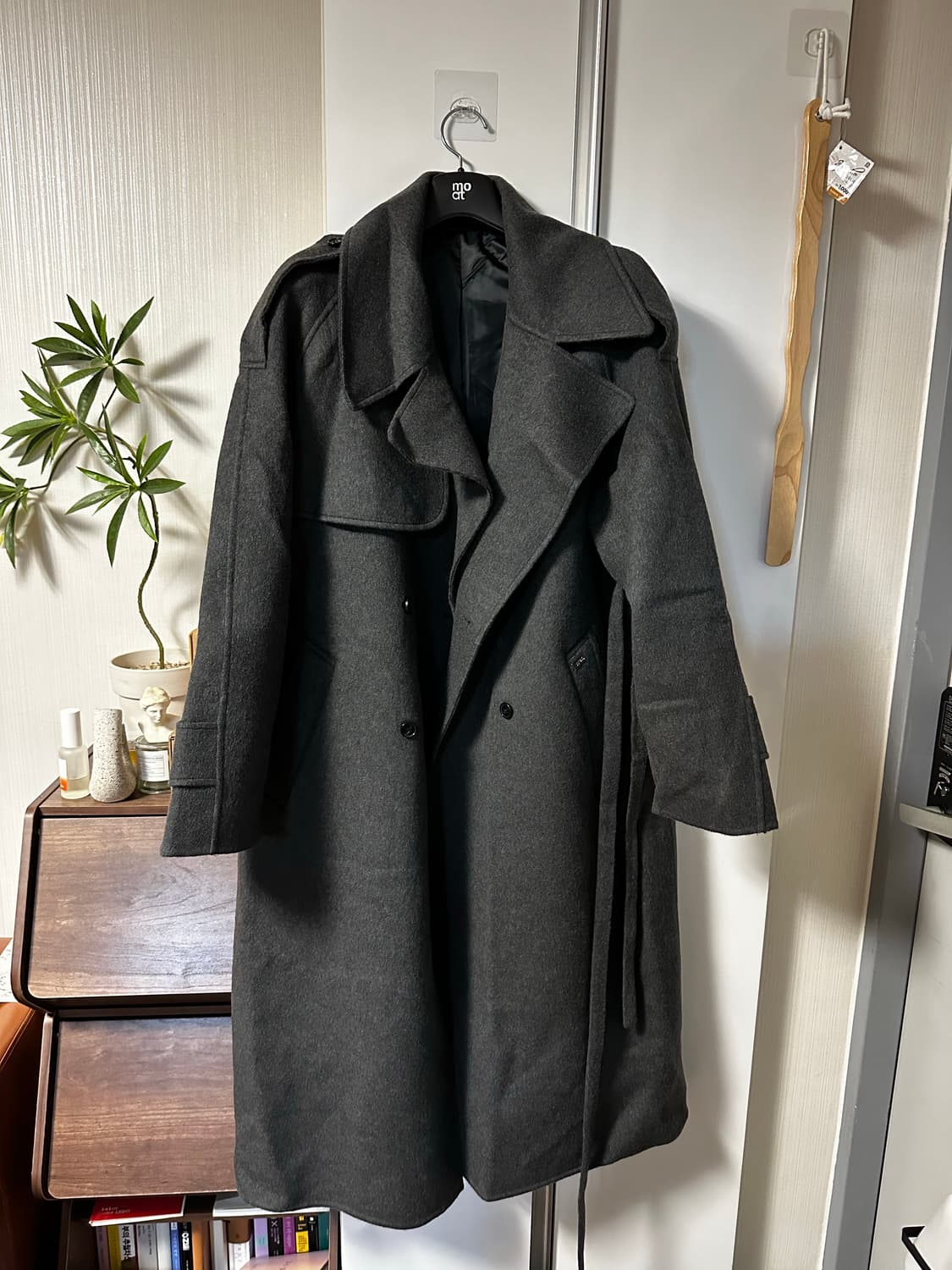 lhas 르하스 핸드메이드 울 트렌치 코트 차콜 S 상품이미지2