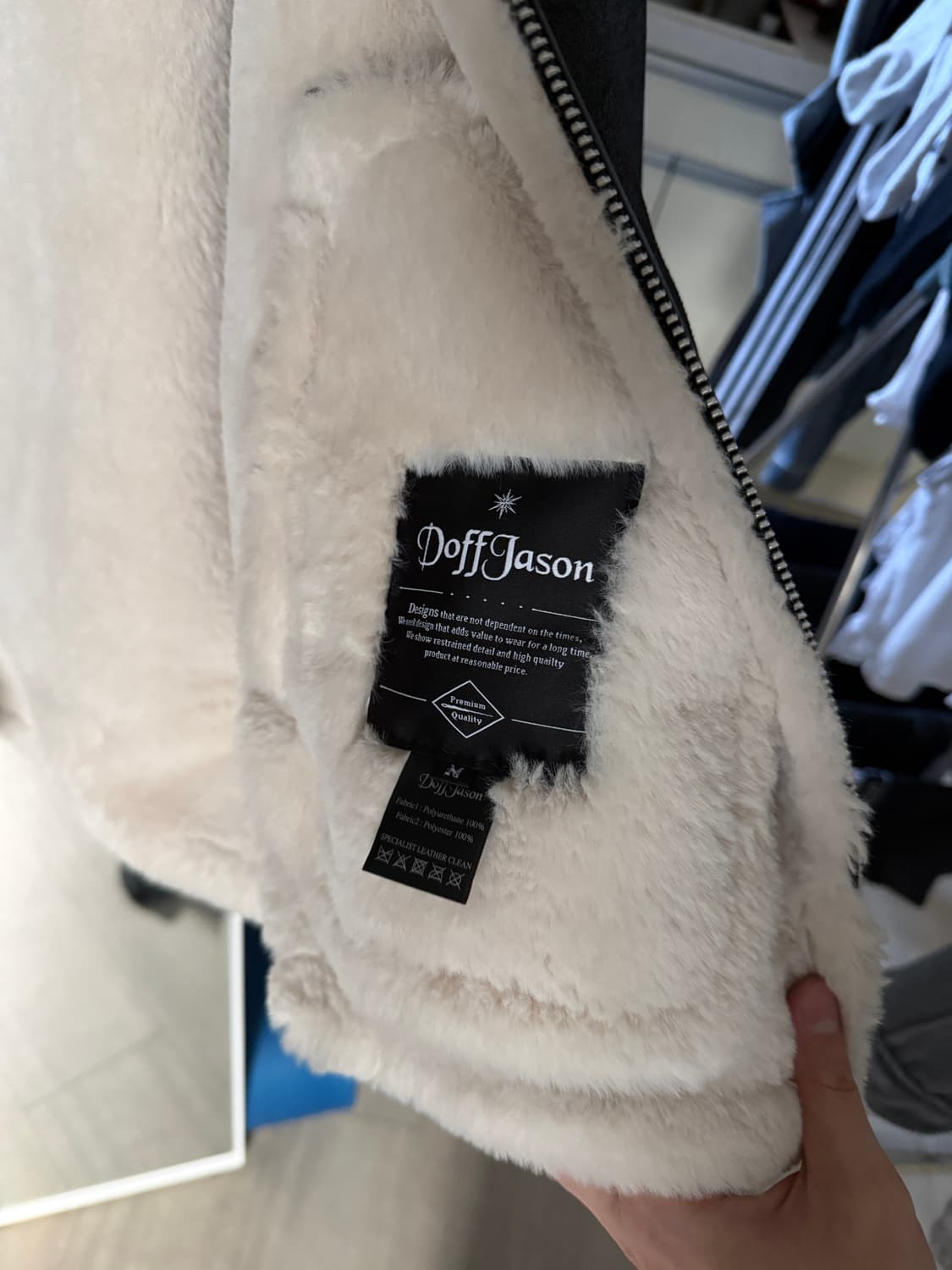 도프제이슨 하이넥 레더 무톤 자켓 BLACK L 상품이미지3