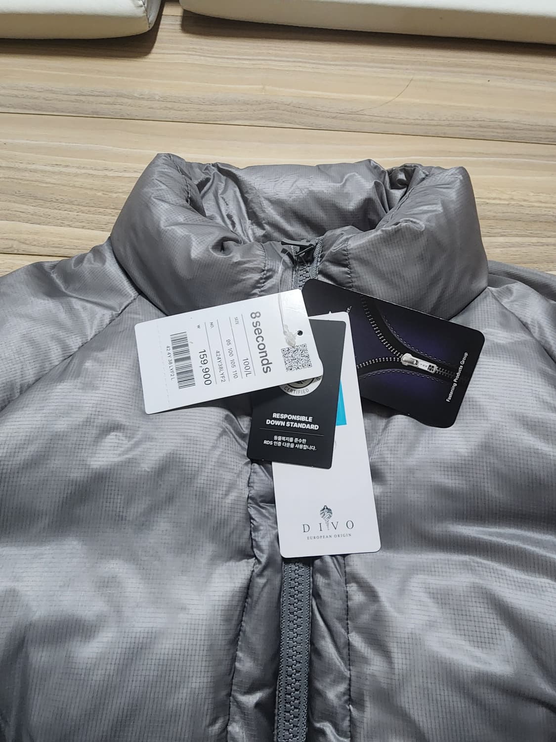 에잇세컨즈립스탑덕다운패딩점퍼L실버 상품이미지5