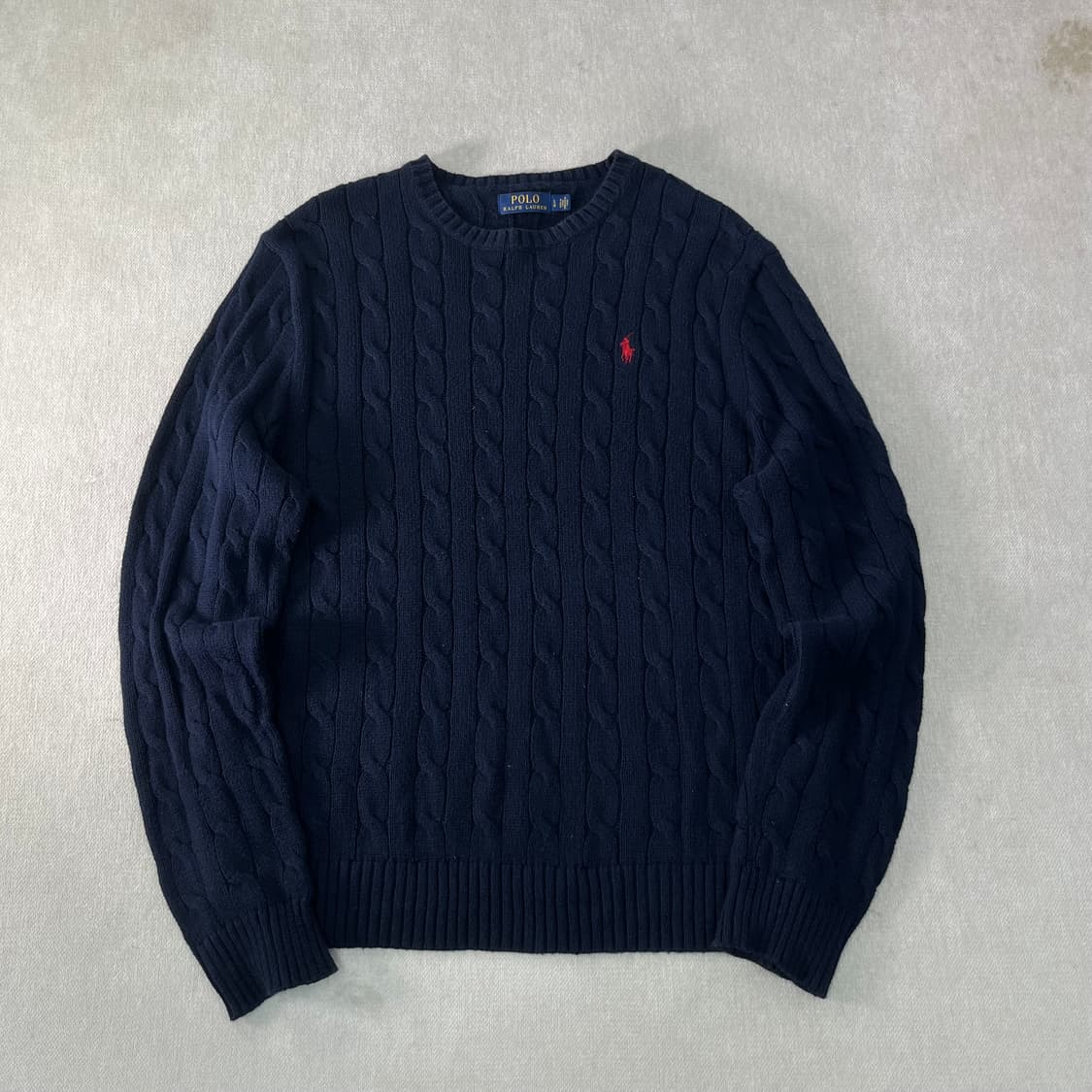 100 폴로랄프로렌 꽈배기 네이비 코튼 니트  상품이미지1