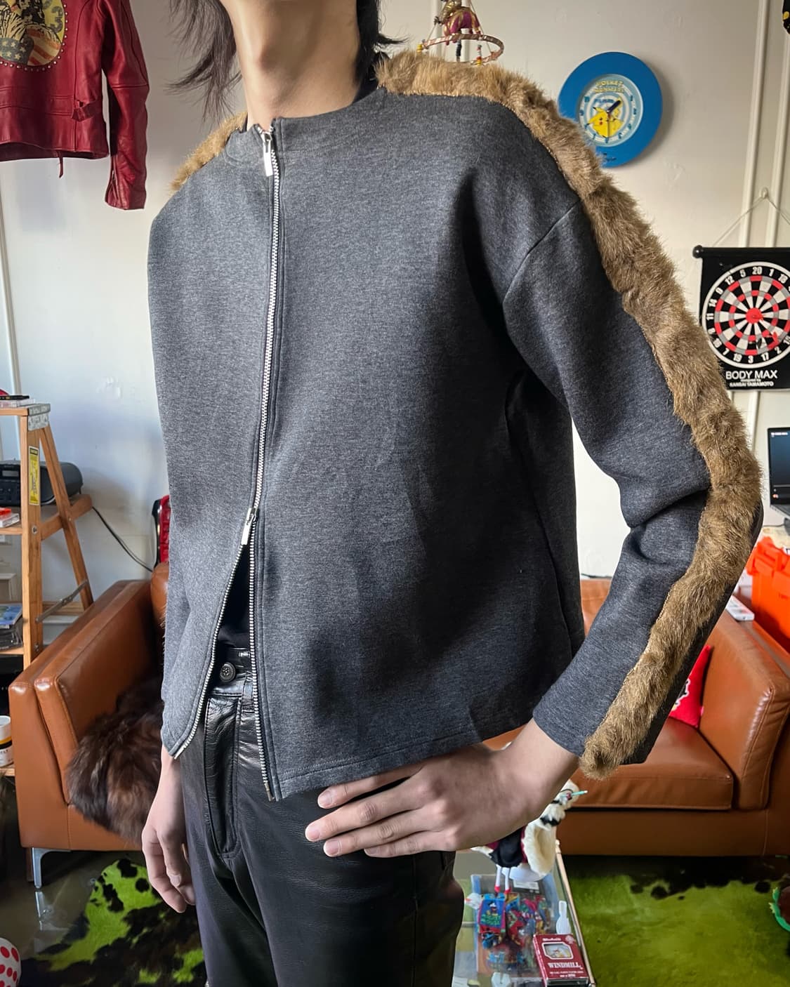 ZUCCa Archive Fur Sleeve Reverse Zip-up 상품이미지2