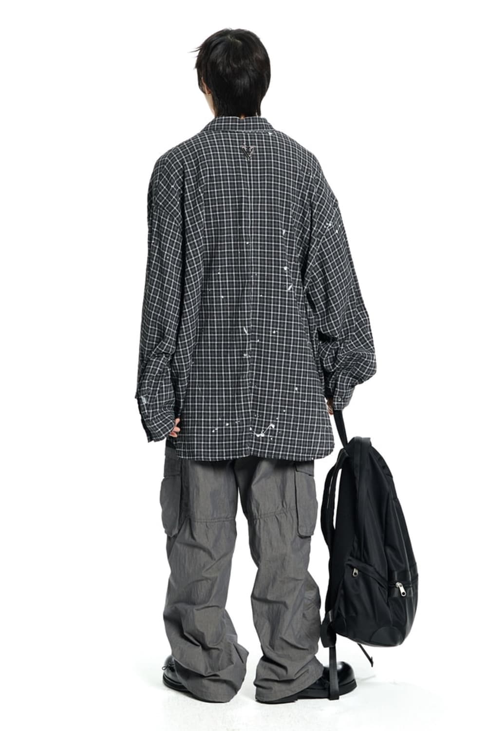 본바트 VONVAT 페인트 블랙 체크 셔츠 2 상품이미지3
