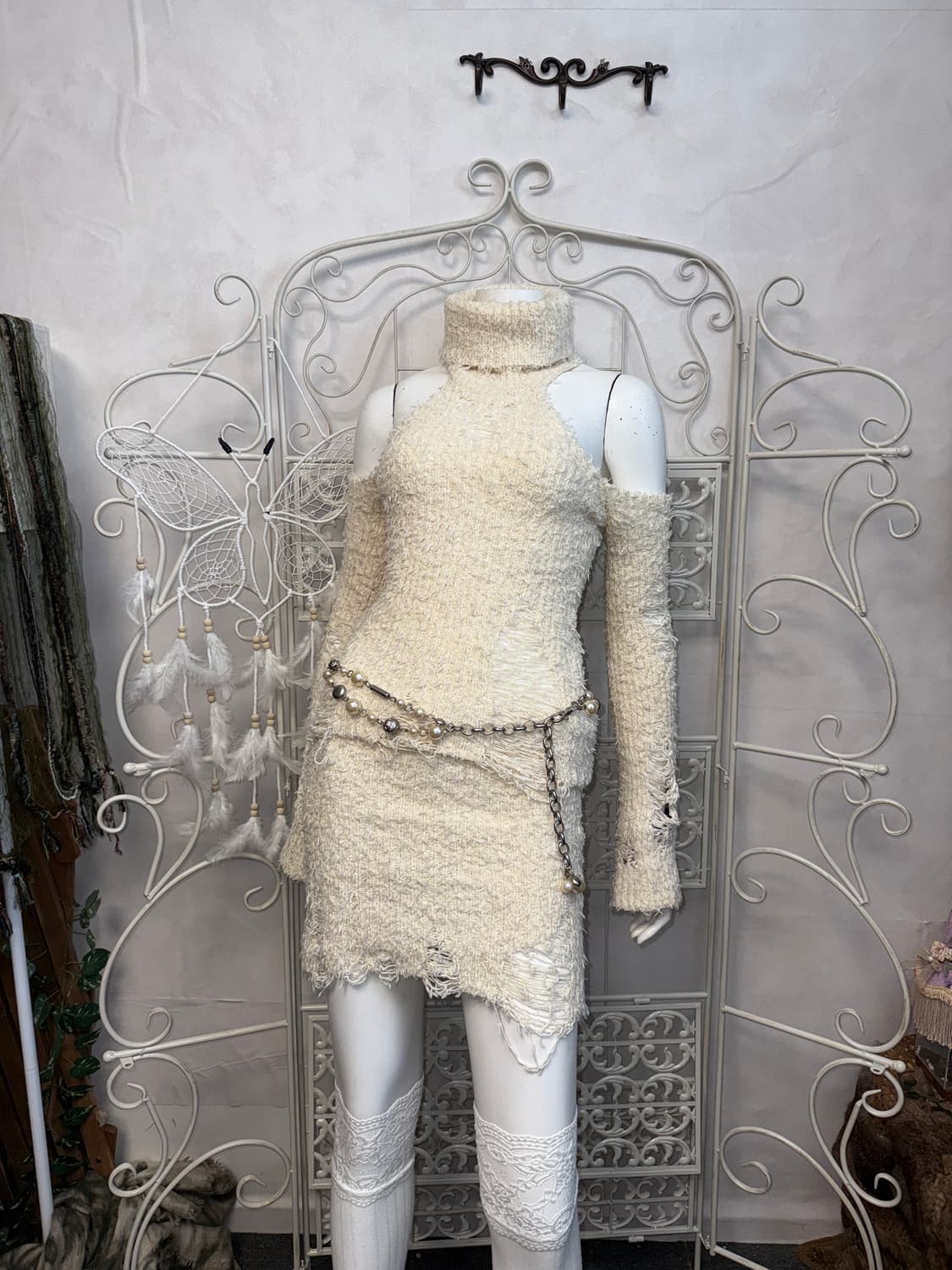 Threetimes damaged turtleneck skirt set 상품이미지2