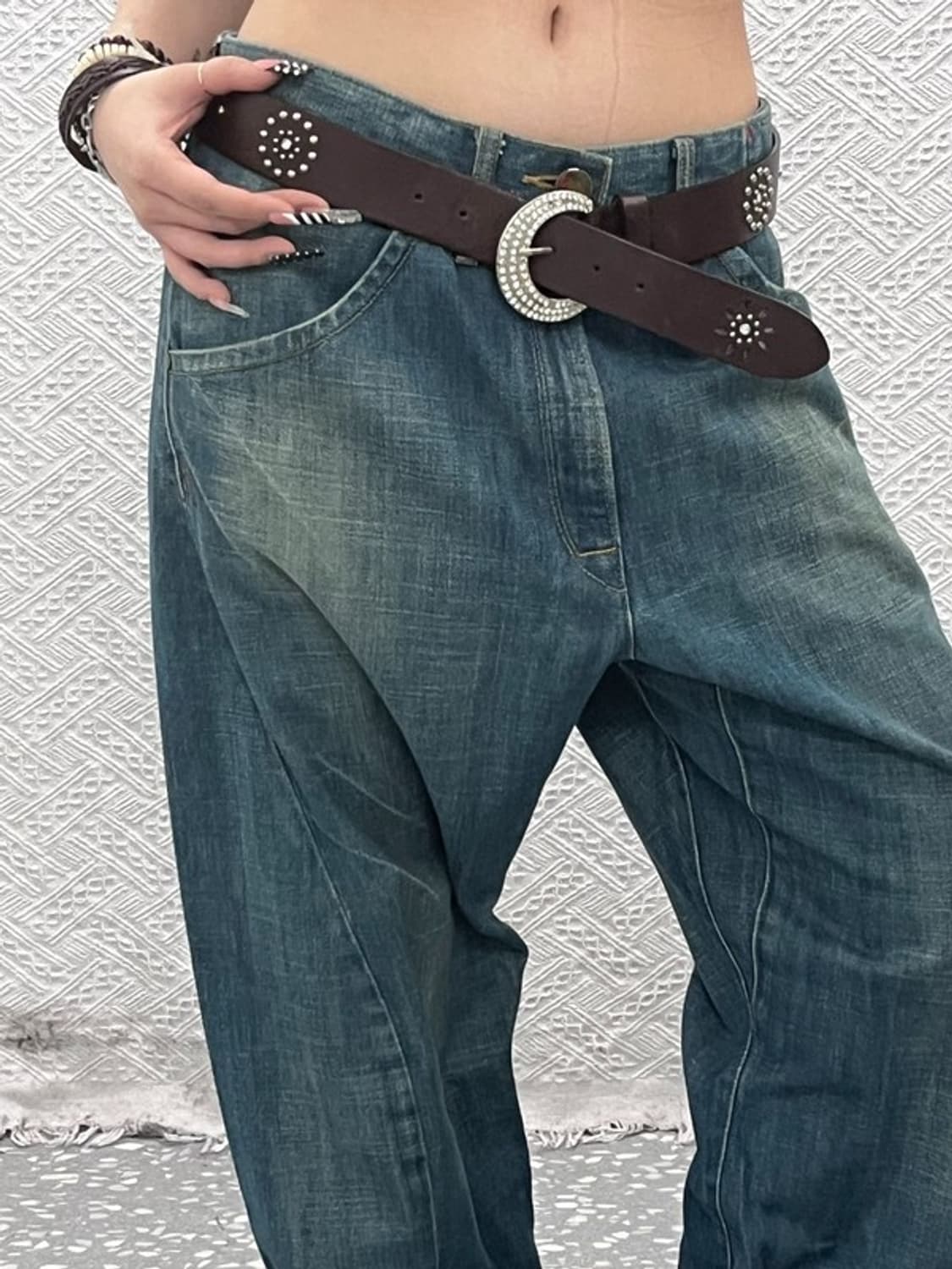 빈티지 보헤미안 웨스턴 히피 스터드 벨트 C10569 상품이미지2