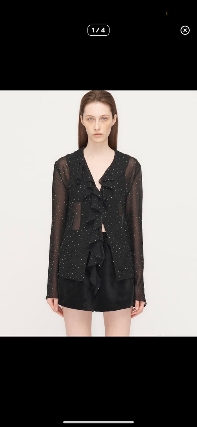 Openyy RHINESTONE FRILL TOP 프릴 블라우스 셔츠  상품이미지3