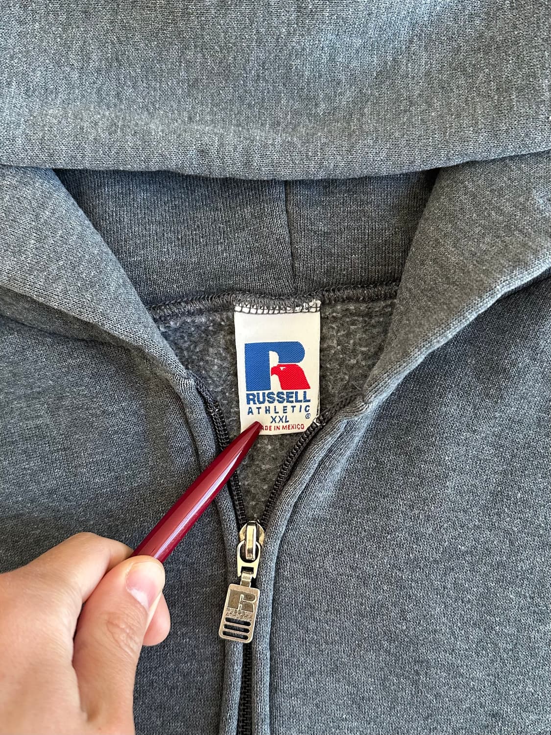 90s 빈티지 러셀 후드집업 다크그레이  XXL 상품이미지6