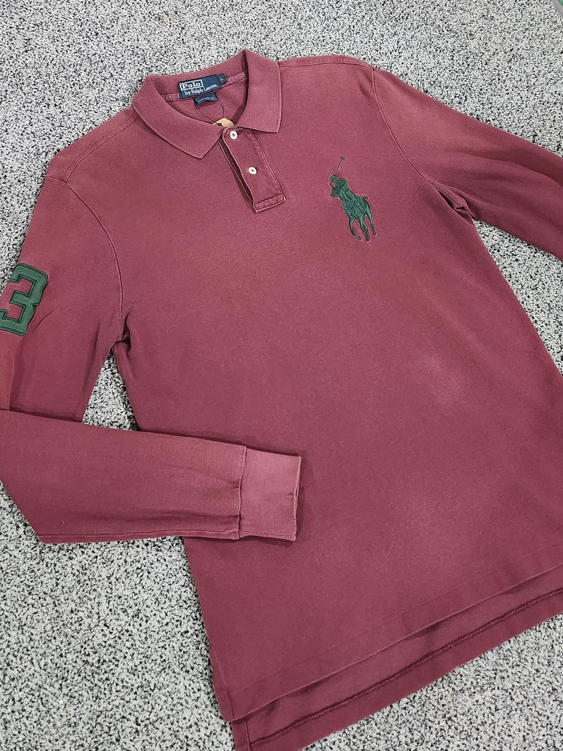 버건디 컬러 빅포니 폴로 긴팔 카라티  상품이미지1