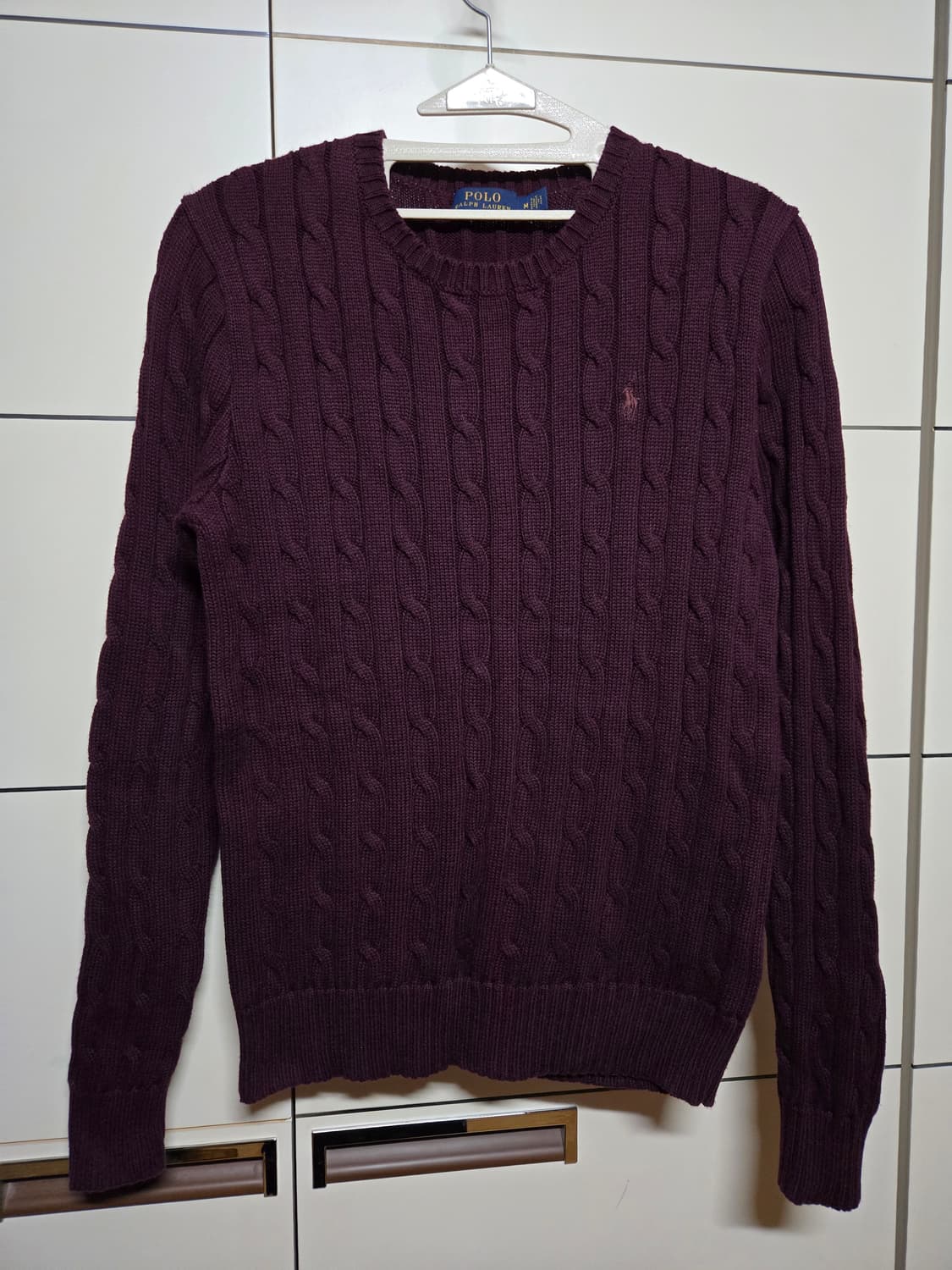 폴로 랄프로렌 정품 버건디 케이블 니트 상품이미지2