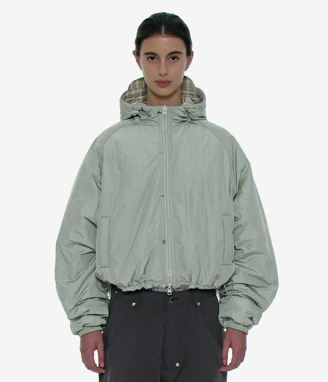 파르티멘토 우먼  리버시블 후디드 윈드브레이커(민트 그레이) 상품이미지1