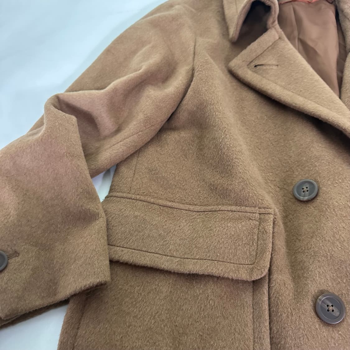 우먼XL 88 THE HANDMADE 베이지 루즈핏 더블 캐시미어코트 상품이미지2