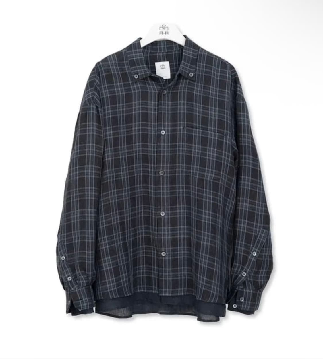 폴리테루 레이어드 체크셔츠 린넨 그레이 상품이미지1