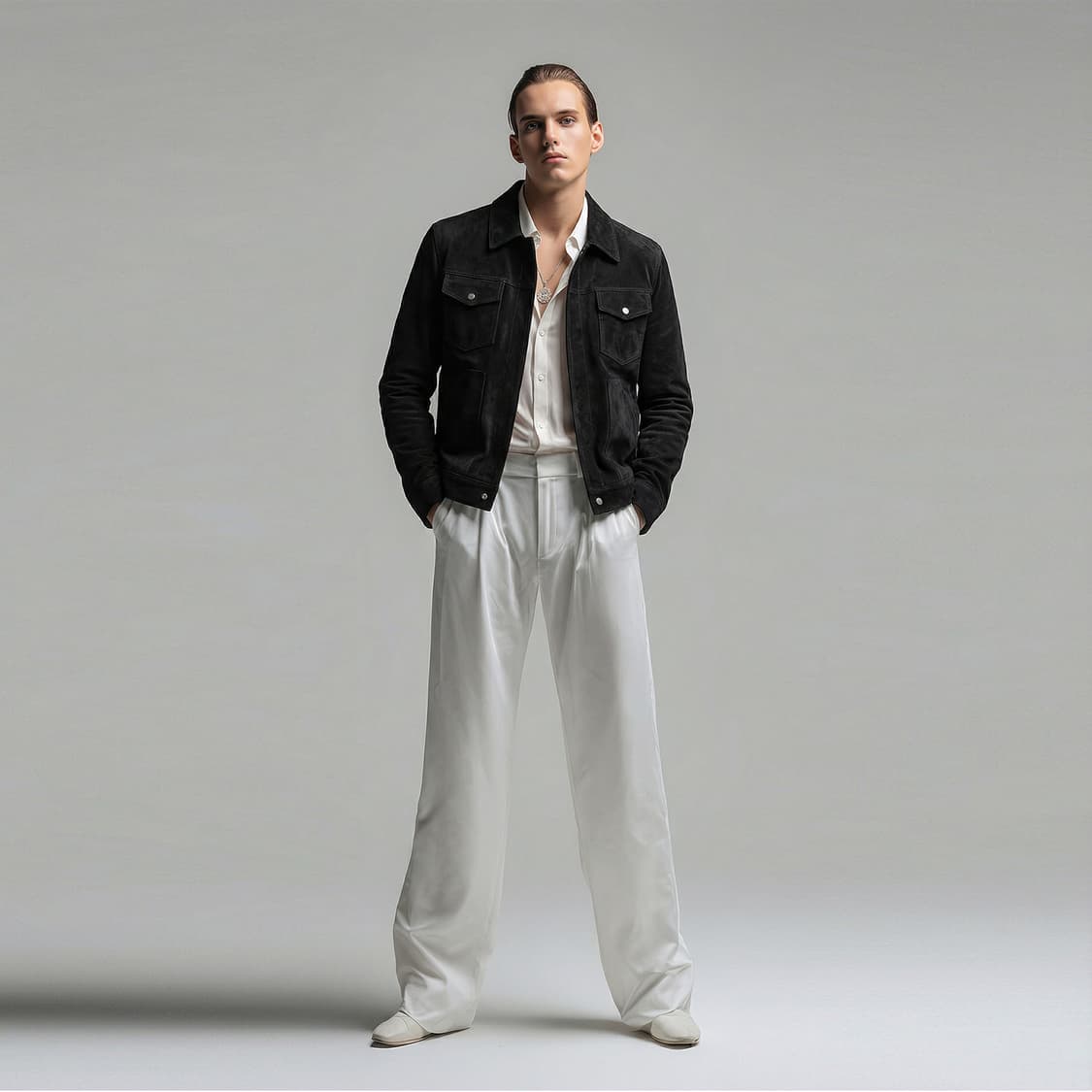 LAMSRINO 스웨이드 트러커 자켓 상품이미지2