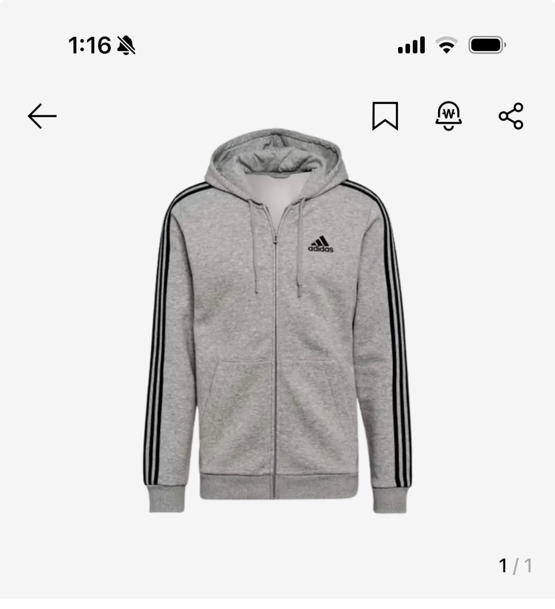 아디다스 에센셜 3s 후드집업 그레이 s 상품이미지1