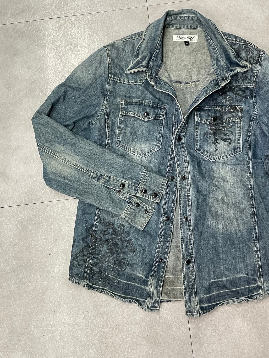 Growth by in the attic 인 더 애틱 오리엔탈 데님 셔츠 상품이미지2